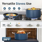 MAISON ARTS Plasma Titanium Coating Non stick Cookware Sets, 6 Piece Induction Pots and Pans Set, Non-Toxic Deep Frying Pan and Casserole with Silicone Glass Lid