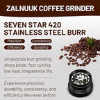 Z30 Manual Hand Coffee Grinder with 7 Star Stainless Steel Burr for French Press, Mocha, Espresso, External Adjustable Design, Three Bearing Positioning, Black, 20g