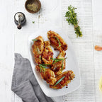 Ceramic Serving Platter Set, 4 Pcs 10 inch Rectangular Serving Tray for Entertaining at Parties and Weddings, White Platter Rectangular Dishes Dinner Plates for Appetizer Meat Bread Dessert and Sushi