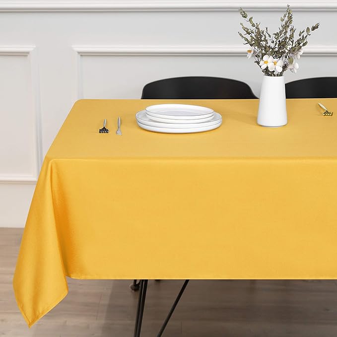 sancua Rectangle Tablecloth - 54 x 78 Inch - Stain and Wrinkle Resistant Washable Polyester Table Cloth, Decorative Fabric Table Cover for Dining Tables, Buffet Parties and Camping, Yellow