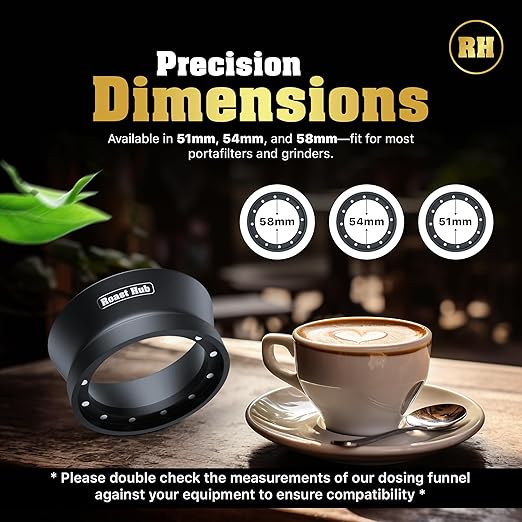 51mm Magnetic Dosing Funnel for Portafilter Espresso Machine ~ High Strength 12 Magnet Design ~ Fits Most Express Coffee Machines ~ Home Barista Espresso Portafilter Adapter ~ UK Brand