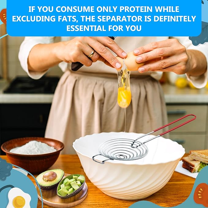 Egg Separator for Raw Eggs - Egg Yolk Separator Kitchen Gadget Yolk Remover Stainless Steel Gadget for Raw Eggs & Cake Baking White Filter | Convenient Design