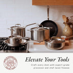 Made In Cookware - 10 Piece Stainless Steel Pot and Pan Set - 5 Ply Clad - Includes Stainless Steel Frying Pans, Saucepans, Saucier and Stock Pot W/Lid - Professional Cookware - Crafted in Italy