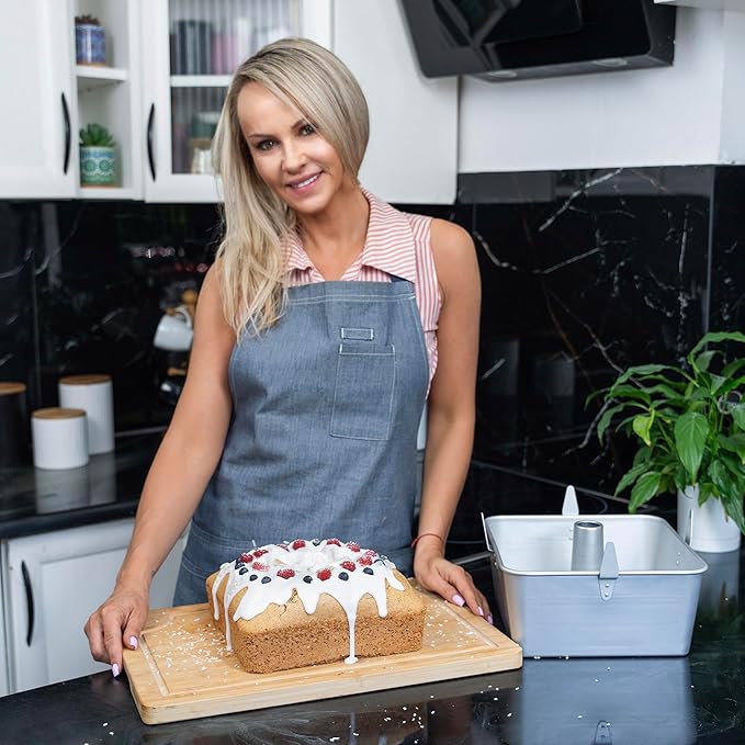 Square Tube Cake Pan 18 Cups - 2-Pcs Set Angel Food Cake Pan with Removable Bottom – Non-Stick Aluminum Pans for Baking Pound, Chiffon Cakes – 10-inch Angel Mold with Cooling Feet