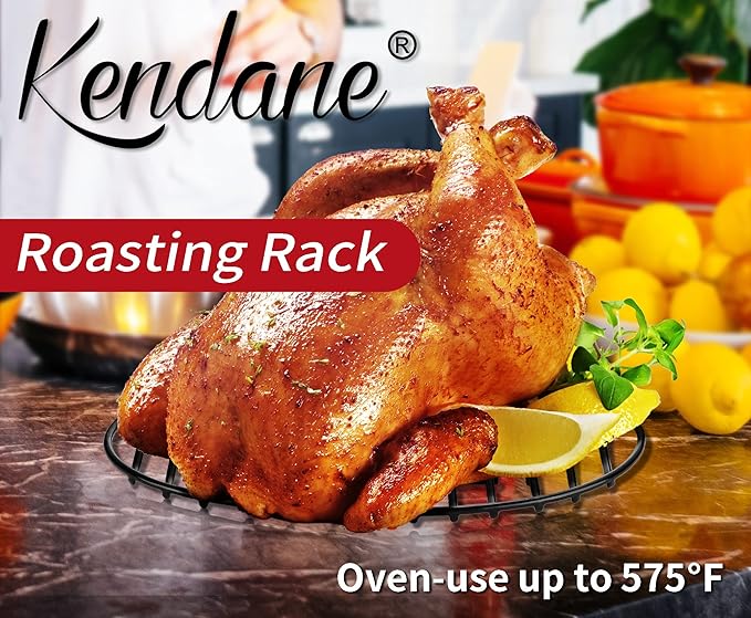 Roasting Rack with Integrated Feet, Cooling Drying Rack Kitchen Rack With Enameled Coating, PTFE Free, Great for Cooking, Roasting, Drying, Grilling, 12inch*8.5inch by KENDANE
