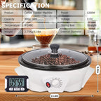 JIAWANSHUN Coffee Roaster Upgraded Electric Coffee Bean Roaster 1.1lb Coffee Roaster for Home Use,0-240℃ Temperature Adjust&Timer 110-120V
