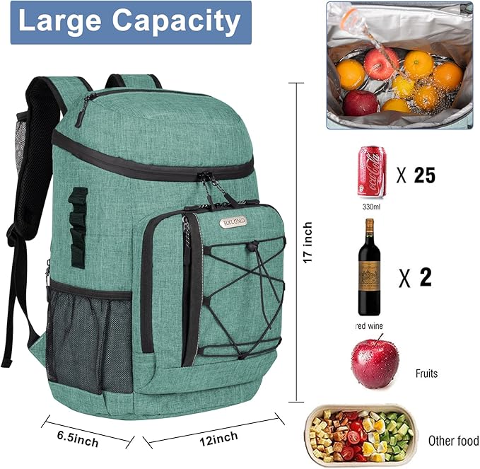 Backpack Coolers Insulated Leak Proof 30 Cans, Soft Sided Insulated Cooler Bags Ice Chest Backpack for Beach Travel Camping, with Reusable Ice Packs