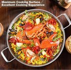 Tri-Ply 18/10 Stainless Steel Paella Pan, 13.5 Inch with Lid | 8-10 Servings, All Cooktop Compatible (Up to 550℉) | Large Stainless Steel Skillet for Outdoor Parties, Family Gatherings & Entertaining