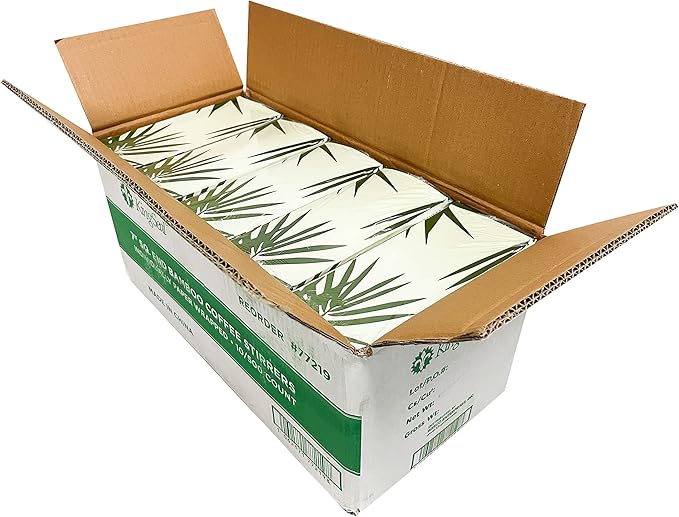 1000 Count | KingSeal Individually Paper Wrapped Bamboo Coffee Stir Sticks, 5.5 inches, Square End, 100% Renewable and Biodegradable - 2 Boxes x 500