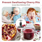 2 in 1 Cherry Pitter Remover Tool, Premium Quick Release Cherry Pitter, Press & Push Type, Large 33mm Cherry Seed Remover, Durable, Food Grade Stainless Steel & PP Plastic
