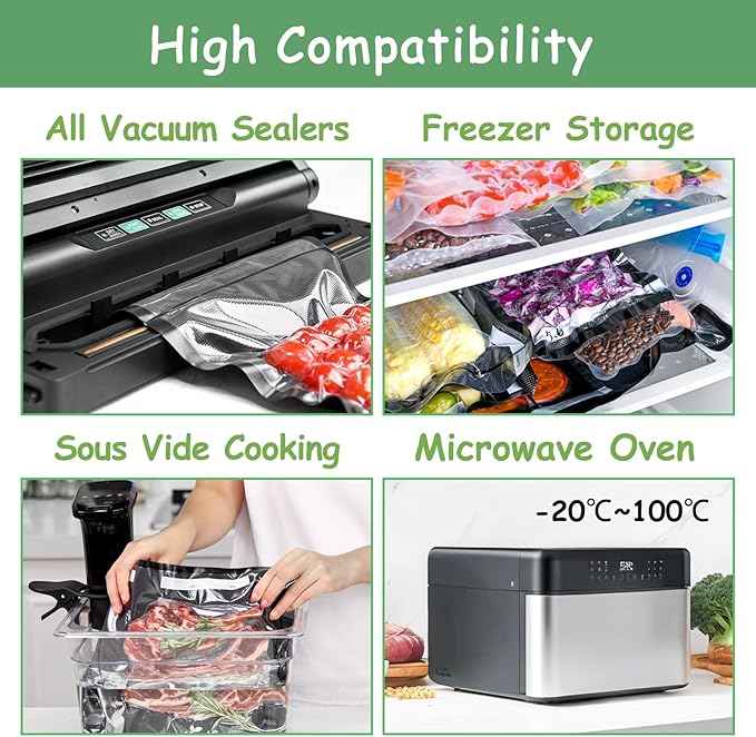 Black Clear Vacuum Seal Rolls Bags - 11" x 16.4 ' 3 Pack, 3.6mil+10mil Thickened Commercial Grade Roll For Food Storage, BPA Free & Prevent Freezer Burns