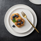 AmorArc Ceramic Dinner Salad Plates Set of 6, Wavy Rim 8.5 Inch Dish Set, The Dessert,Salad, Appetizer, Small Dinner etc Plate,Microwave, Dishwasher Safe, Scratch Resistant - Matte White