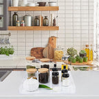 20×20 Inches Oversize Extra Large Sturdy Clear Acrylic Serving Tray King Size Decorative Big Ottoman Trays with Cut Out Handles Water Proof Bed Tray Coffee Counter Top Organizer