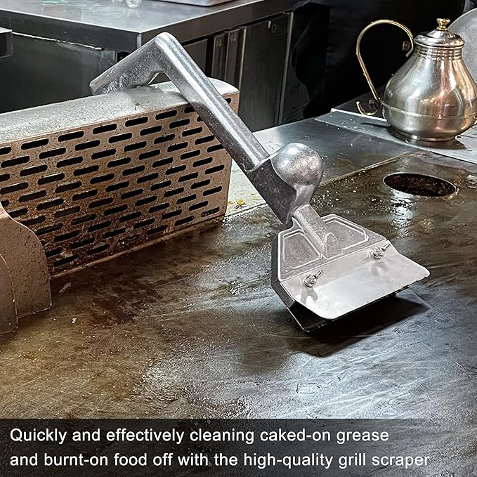 DELFINA 4 Pcs Grill Scraper Edge Sharper Blade Replacement, Stainless Steel Outdoor Barbecue Cleaning Tools, Heavy Duty Accessories for BBQ