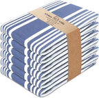 Urban Villa Kitchen Towels 100% Cotton Pack of 6, Highly Absorbent Quick Drying Super Soft Premium Dish Towels for Kitchen with Hanging Loop Hand & Tea Towels - 20x30 Inch, (Blue & White, Striped)