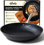 Alva Black Angus 9.5” Carbon Steel Frying Pan – Naturally Nonstick, PFAS-Free & Toxin-Free, Oven & Induction Safe, Chef-Grade Heat Control, Built to Last a Lifetime, Designed in Belgium