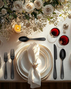 Hammered Black Silverware Set, EUIRIO 48 Pieces Flatware Set for 8, Heavy Duty Stainless Steel Cutlery, Food-Grade Utensil Sets Includes Spoons Forks and Knives, Mirror Finish Dishwasher Safe