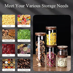 Glass Jars with Airtight Wood Lids - 57 oz Large Kitchen and Pantry Storage Containers, Canisters for Spaghetti, Noodles, Pasta, Ground Coffee, Sugar, Cereal, Set of 2