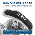 Viking 3-Ply Stainless Steel Tea Kettle, 2.6 Quart Stovetop Hot Water Pot with Tempered Glass Lid, Ergonomic Handle, Induction Ready, Satin Silver