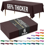 Exquisite 66% Thicker Premium Plastic Table Cloth Rectangle Table Cover 0.5 Mil 6 Pack Brown Table Cloth 54 Inch x 108 Inch Disposable Tablecloth Won't Tear Easily Like Cheap Thin Brands