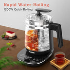 Glass Electric Kettle With Tea Infuser and Temperature Control - 1.5L Stainless Steel Tea Maker, 1200W Rapid Boiling, Programmable Control for Teas and Coffee - Black