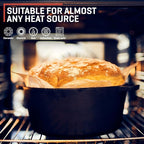 Uno Casa 2-in-1 Cast Iron Dutch Oven Large - 5 Quart Dutch Oven Pot with Lid, Pre-Seasoned Cooking Dish for Bread Baking and Stews - Heavy Duty Cast Iron Pot with Detachable Frying Pan Lid for Versatile Cooking