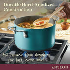 Anolon Achieve Hard Anodized Nonstick Saucepot with Lid, 4 Quart, Teal