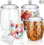Nuogo 4 Pcs Plastic Candy and Cookie Jars with Lids Clear Cookie Container Candy Jars Large Airtight Apothecary Storage Organization for Wedding Home Kitchen Bar(42/64/90 oz)
