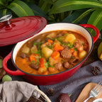 Oval Dutch Oven for Bread Baking, 4.5 Quart Non Stick Enameled Cast Iron Dutch Oven Pot with Lid, Oven Safe Oval Casserole with Lid up to 500°F for Baking, Braising, Stews, Roasting (Red)