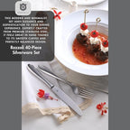 Modern Silverware Set, 18/10 Stainless Steel Flatware, Mirror Finish, Dishwasher Safe, Elegant Cutlery for Home and Dining, Built to Last (40-Piece, Razzoli)