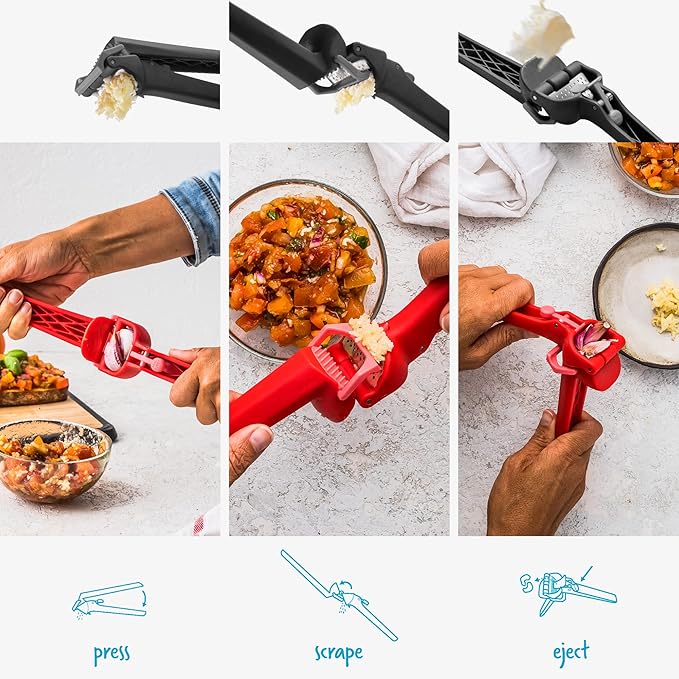 Dreamfarm Garject Lite 2-In-1 Garlic Peeler, Garlic Press & Mincer with Garlic Peel Ejector, Nylon - Black