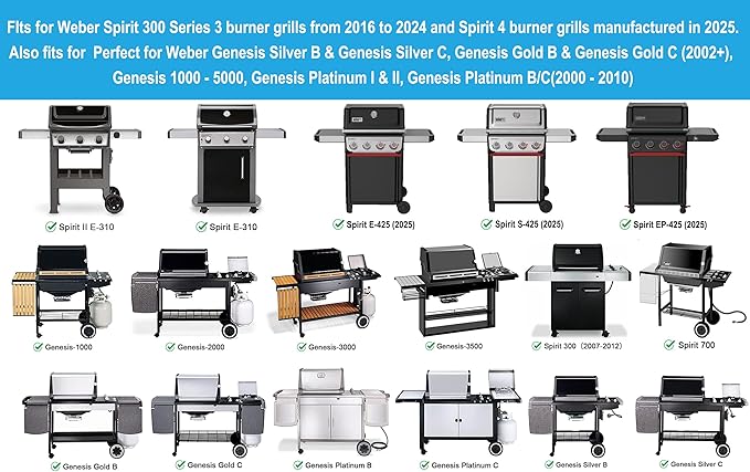Full-Size Griddle Inserts for Weber Spirit I & II 300 Series, Flat Top Griddle Plate for Weber Spirit E-310/E-320 S-310/S-320 Spirit II E/S-310 E/S-320 Series, Replace for 6787