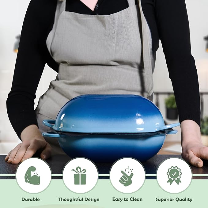 LoafNest: Incredibly Easy Artisan Bread Kit. Cast Iron Dutch Oven [Compact 2 qt size] and Perforated Non-Stick Silicone Liner.