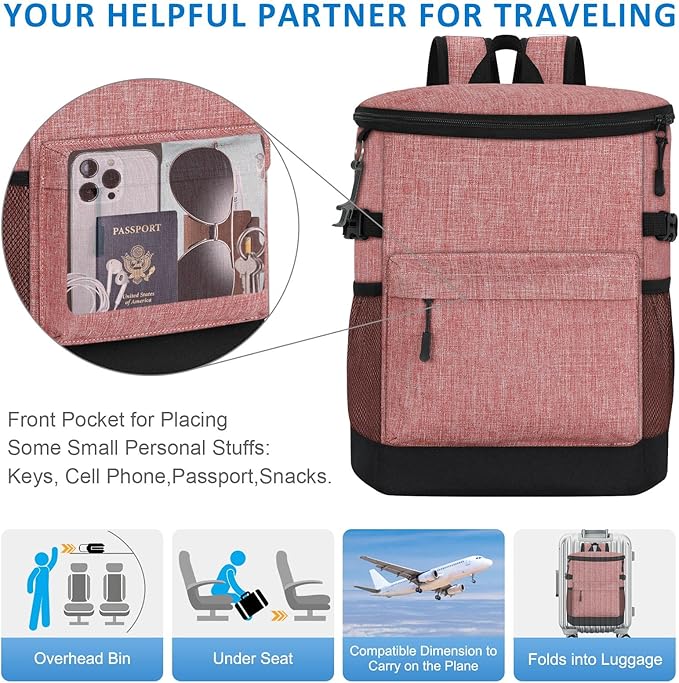 Cooler Backpack 33 Cans Backpack Coolers Insulated Leak Proof Soft Beach Cooler Bag for Men Women Ice Chest Backpack Camping Hiking Picnic Travel Cooler Lunch Backpack