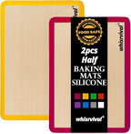 Silicone Baking Mat, 2 colors Half Sheet(16.5"x11.6") Non-Stick Baking Mat, Food Safe Silicone Mats for Baking Cookies, Macarons, Vegetables, 480℉ Heat Resistant (Deep Raspberry & Amber)