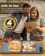 Warming Mat for Food - Space-Saving, Fits Two Baking Dishes, 7 Temp Settings, 4h Auto Shut-Off, Durable Silicone Surface, Easy to Clean, Perfect for Parties and Everyday Use (Green, Medium)