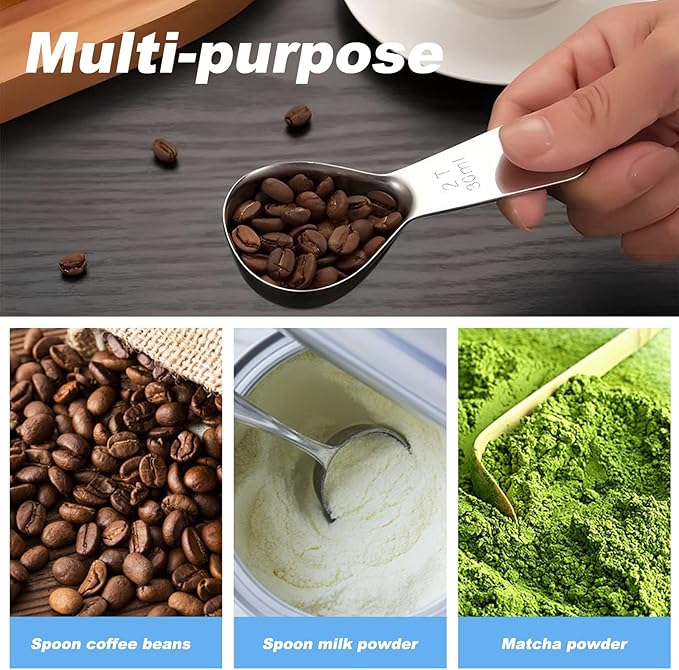 1 Pcs Coffee Scoop, 2 Tablespoon Measuring Spoon for Ground Coffee, Durable Stainless Steel, Easy to Use and Clean(Sliver）, Send Goods from Local Warehouse