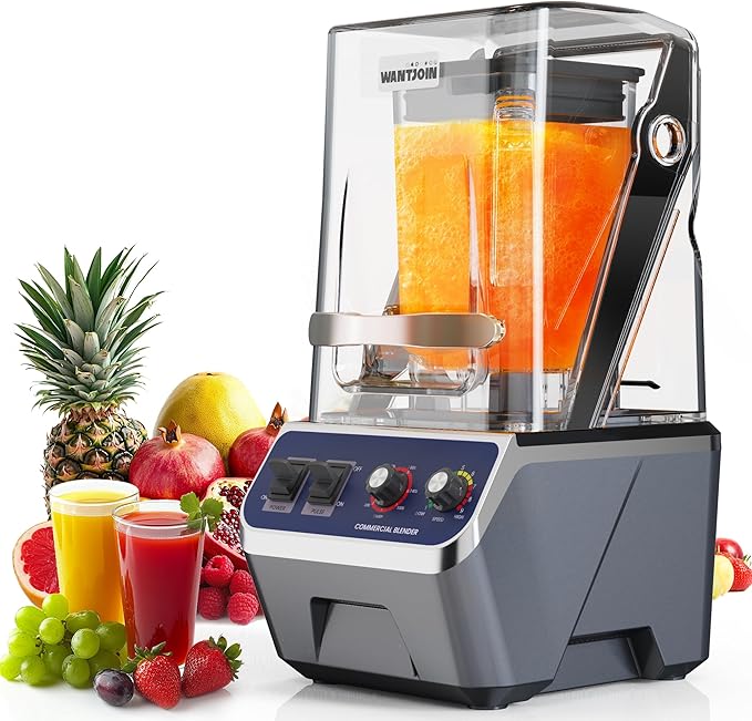 WantJoin Commercial Blender For Smoothies - 68Oz Professional Quiet Smoothie Blender with Shield, 2200W Upgraded Motor, 9 Speeds, 1-660s Timer, Blenders for Frozen Drinks Juice,Dishwasher Safe