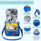 Bento Lunch Box for Kids with 17oz Soup Thermo,Insulated Tumbler Water Bottle and Insulated Lunch Bag,Leak-Proof 3 Compartment Lunch Food Container with with Ice Pack for Kids to School-Dinosaur