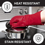 All-Clad Silicone Oven Mitts: Heat Resistant up to 500 Degrees - 100% Cotton & Silicone, 14"x7" Oven Mitt for Kitchen and Barbeque, 2-Pack, Chili