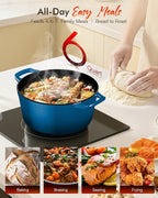 Nuwave 6QT Healthy Enameled Cast Iron Dutch Oven Pot with Lid, Heavy Duty 7-Layer Enamel, Enhanced Rust Protection, Dual Handles, Oven Safe to 500°F for Sourdough Bread Baking, Braise, Stew, Roast