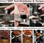 58mm Espresso Accessories Kit, 3-in-1 Coffee Distributor and Tamper, WDT Tool Espresso Distribution Tool Set Fits Espresso Coffee Machines and 58 mm Portafilters Accessories (58mm)
