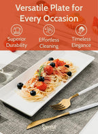 Sweese Porcelain Serving Platters 11.7 Inch - Elegant White Rectangular Plates, Set of 4 for Parties, Sushi, Appetizers