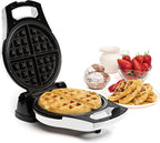 Moss & Stone White Belgian Waffle Maker, Electric Waffle Machine, Non-Stick Grids, Temperature Control, Round Waffle