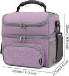 FlowFly Double Layer Cooler Insulated Lunch Bag Adult Lunch Box Large Tote Bag for Men, Women, With Adjustable Strap,Front Pocket and Dual Large Mesh Side Pockets