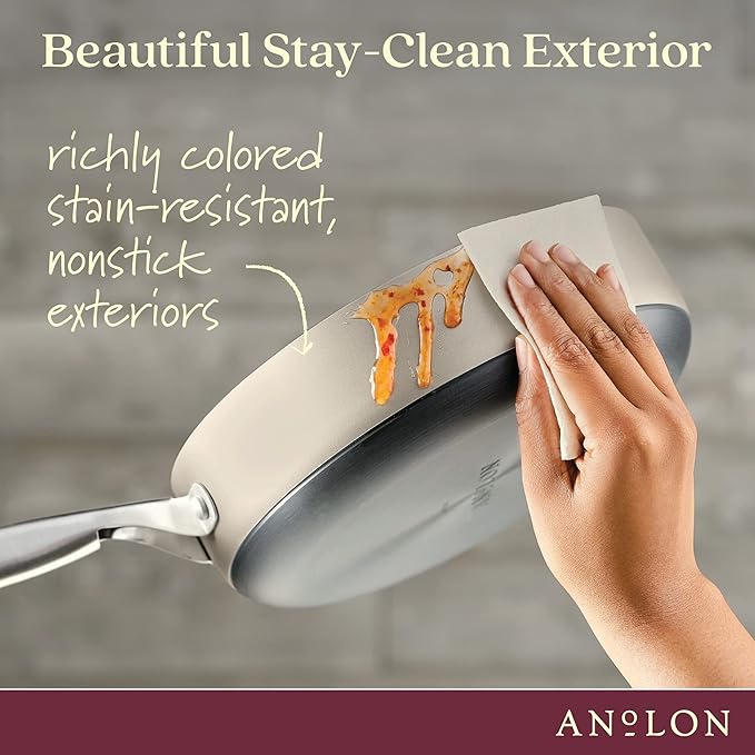 Anolon Achieve Hard Anodized Nonstick Sauté Pan with Lid, 3 Quart - Silver