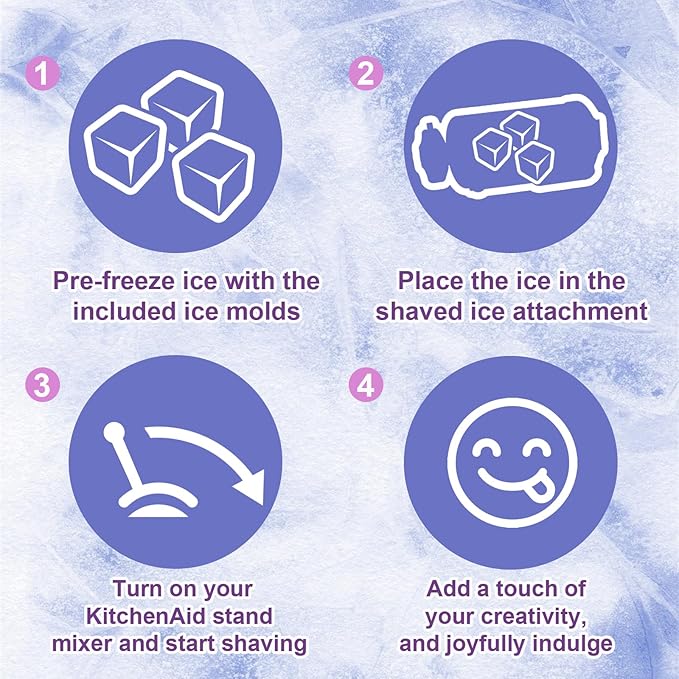 Shaved Ice Attachment for Kitchen aid Stand Mixer, Snow Cone Machine for Kitchen aid, Household Hawaii Shaved Ice Maker, 10 Ice Molds