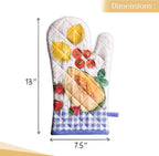 Maison d' Hermine Oven Gloves 100% Cotton Oven Mitt 7" x 13" with Loop Heat Resistant, BBQ, Cooking Gloves, Baking, Grilling, Kitchen, Handling Hot Pans Spring/Summer (Pack of 1, Gourmand)