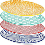 Selamica Serving Platter, 14 Inch Large Serving Dishes for Entertaining, Oval Ceramic Serving Trays for Party, Steak, Cake, Dinner, Fruit, Oven Safe, Microwave Safe, Set of 4, Assorted Colors