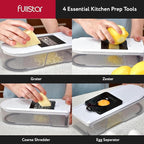 Fullstar Mandoline Slicer for Kitchen - Vegetable Chopper, Onion Potato Food Veggie Fruit Slicer and Cutter with Container, Kitchen Gadgets & Accessories, Home Essentials (10-in-1, White/Black)